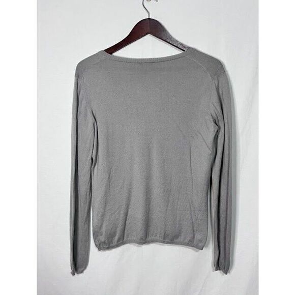 Escada Cashmere Blend Grey V-Neck Sweater Lightweight Sz Large - Picture 4 of 5